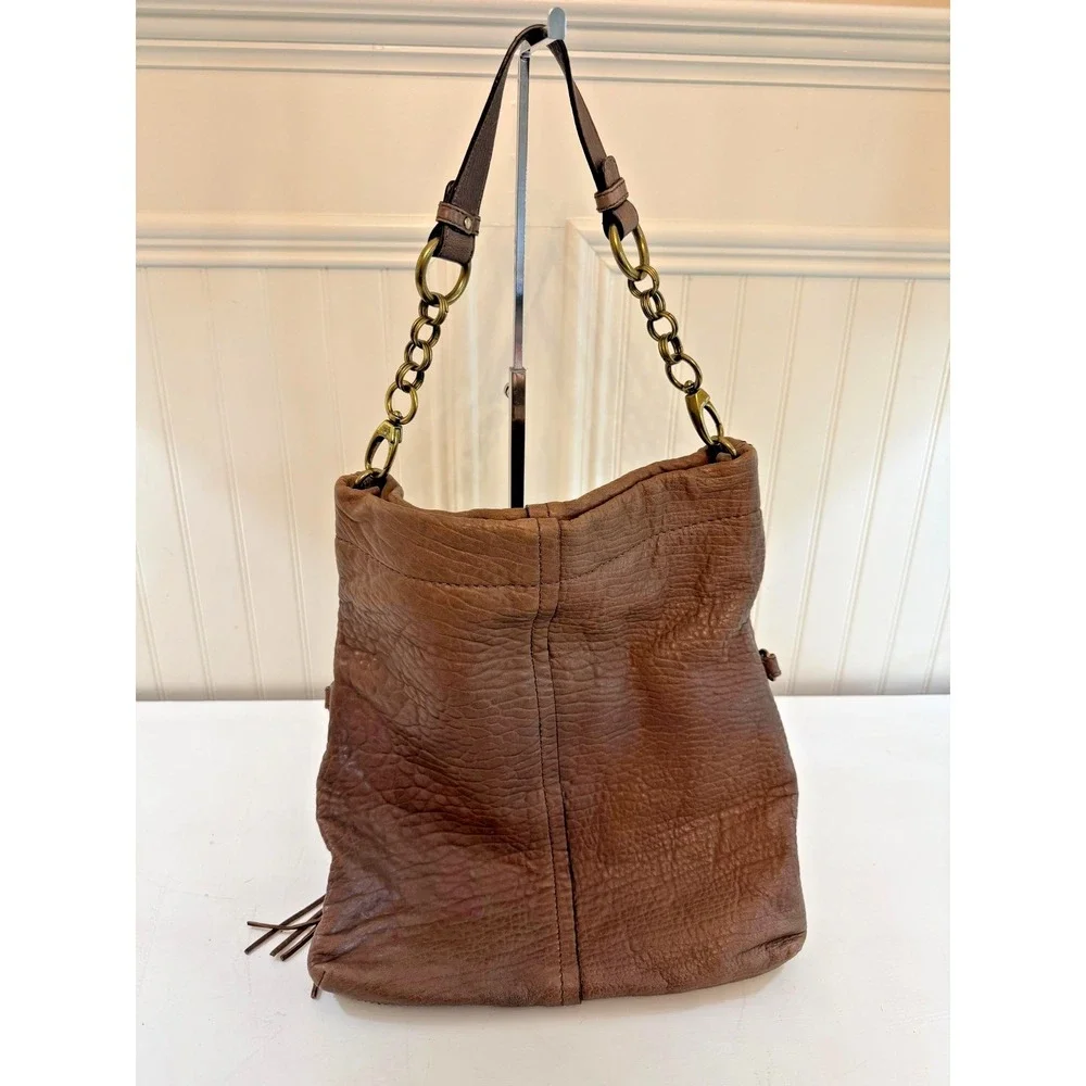 Fossil Shoulder Bag Womens Medium Brown Leather Long Live Vintage Hobo Tassel
